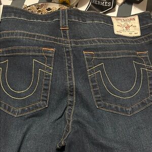 True Religion Dark Blue Jeans with Contrast Stitching